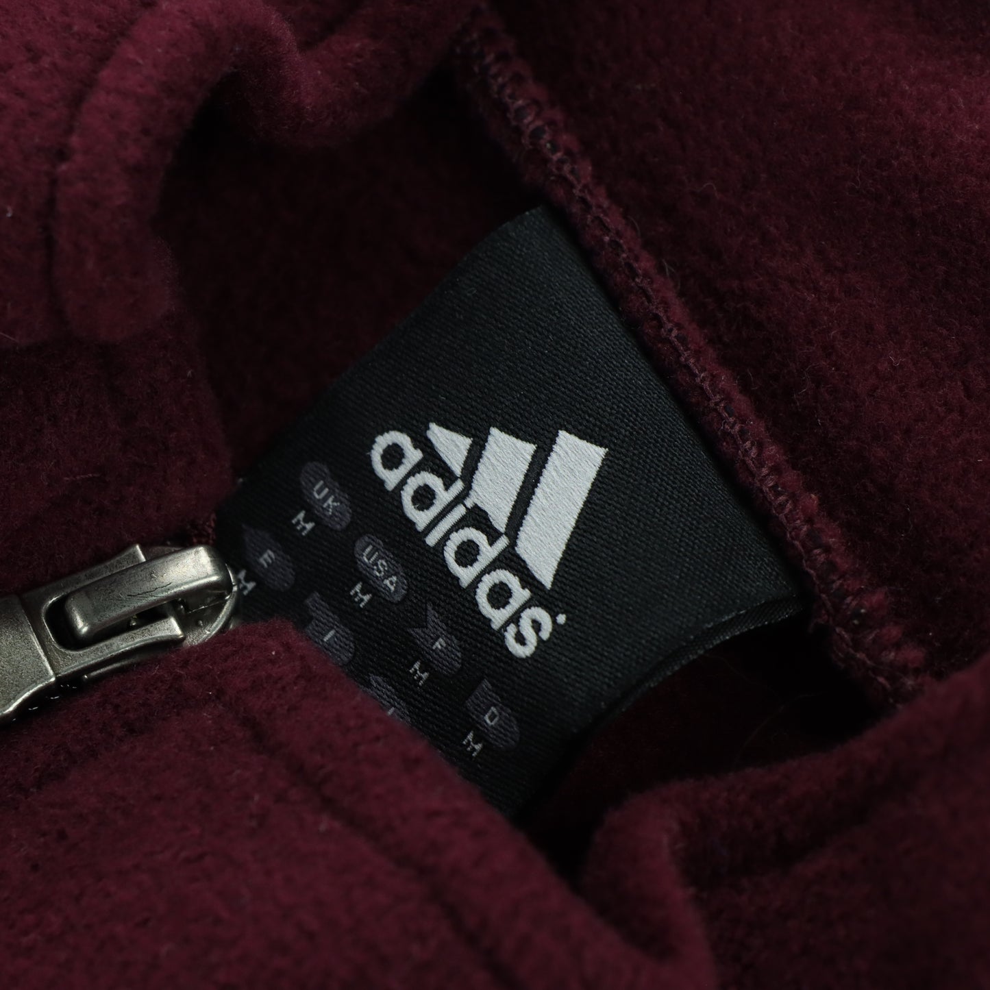 ADIDAS Embroidered Logo Fleece Maroon & Black Zip Up Jacket (M)
