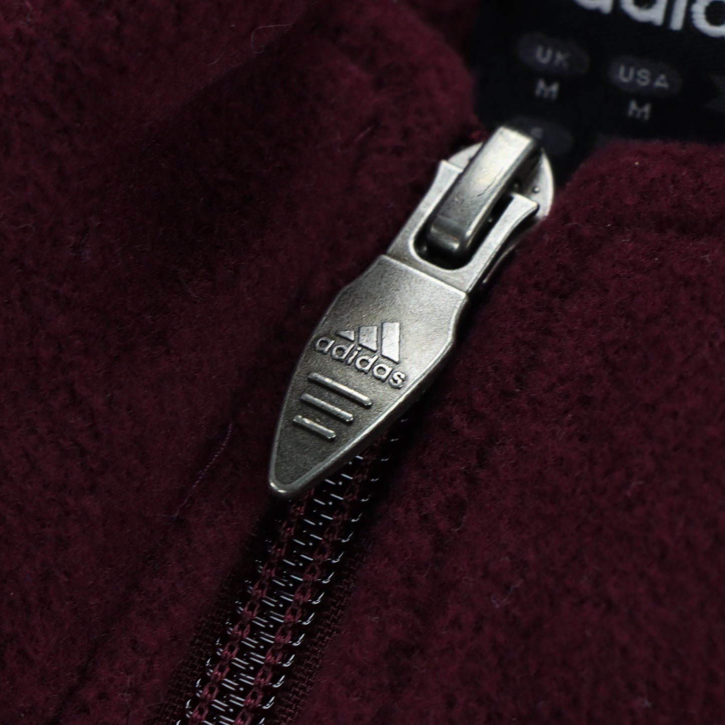 ADIDAS Embroidered Logo Fleece Maroon & Black Zip Up Jacket (M)