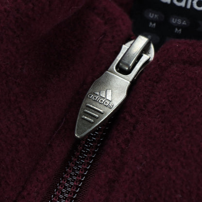 ADIDAS Embroidered Logo Fleece Maroon & Black Zip Up Jacket (M)