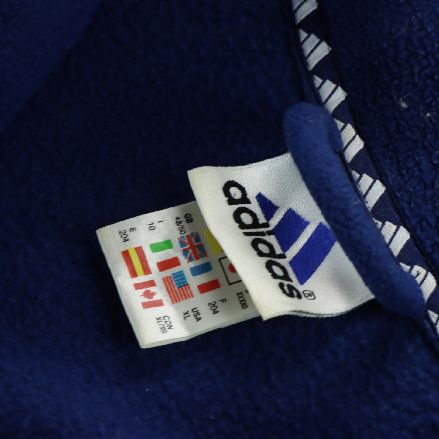 ADIDAS Embroidered Logo Navy Fleece Quarter Zip Jacket (XL-XXL)