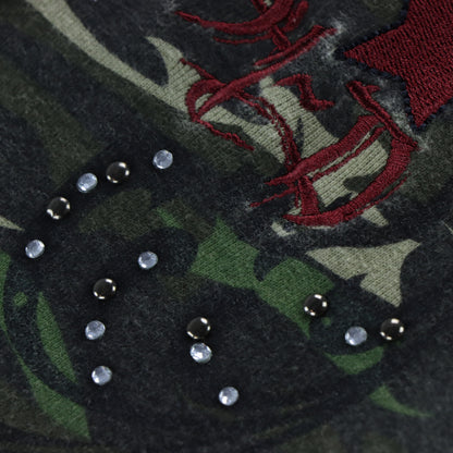 HARLEY DAVIDSON Y2K Embellished Embroidered Camouflage Hooded Zip Up Jacket (XS-S)