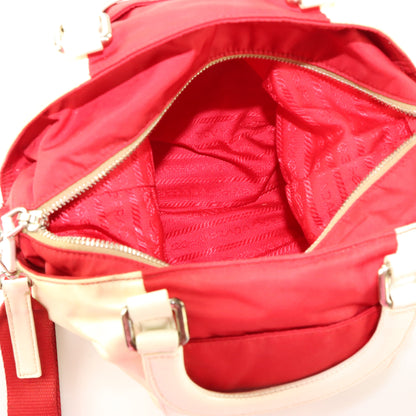 PRADA Italian Made Red & White Two-Way Nylon Bag Vintage Sole Melbourne