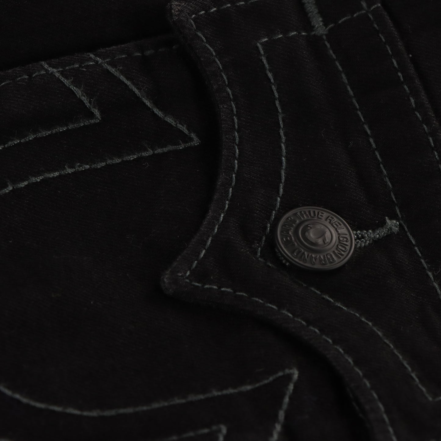 TRUE RELIGION Y2K Black Contrast Stitch Denim Motorcycle Jacket (XXL)