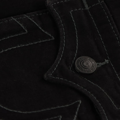 TRUE RELIGION Y2K Black Contrast Stitch Denim Motorcycle Jacket (XXL)