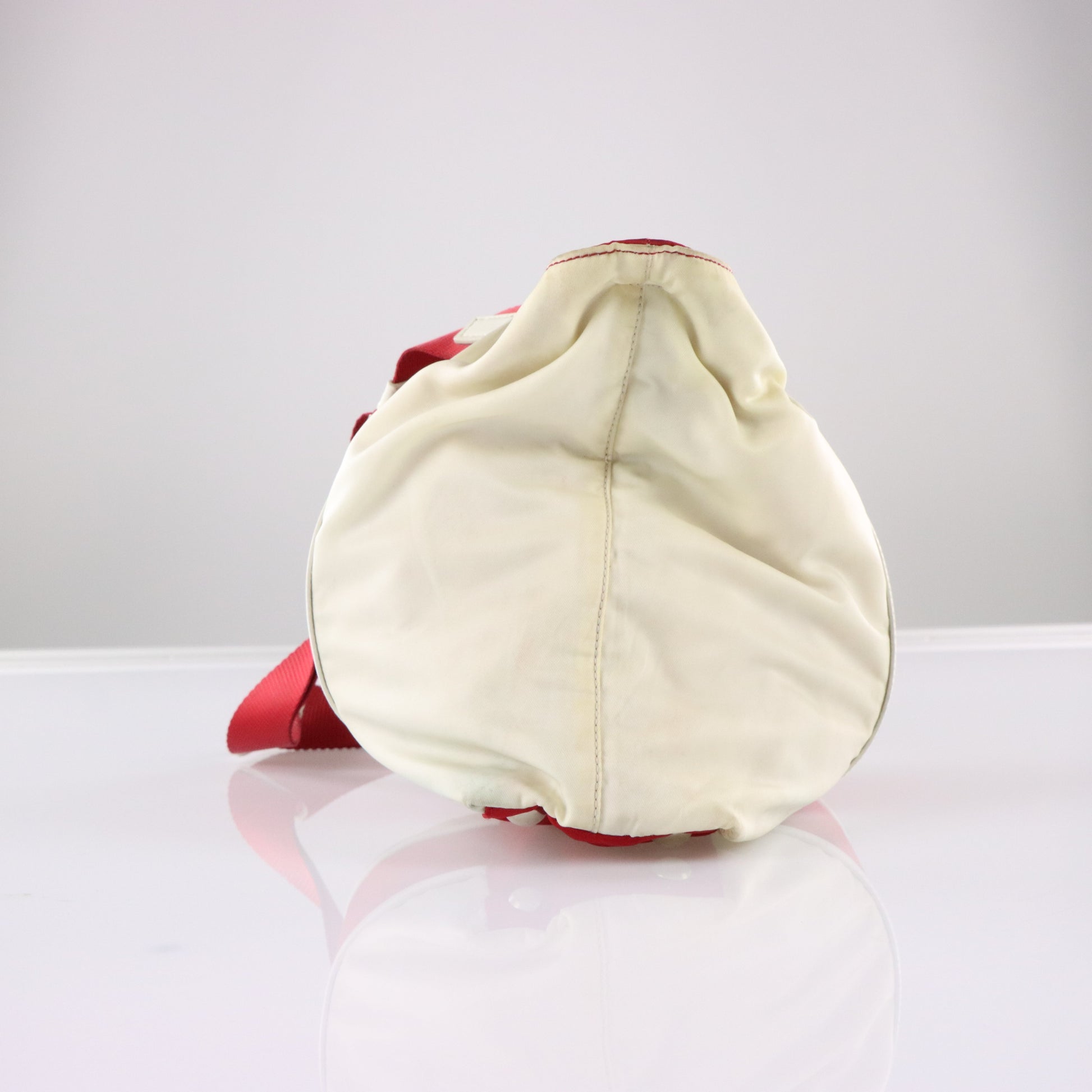 PRADA Italian Made Red & White Two-Way Nylon Bag Vintage Sole Melbourne