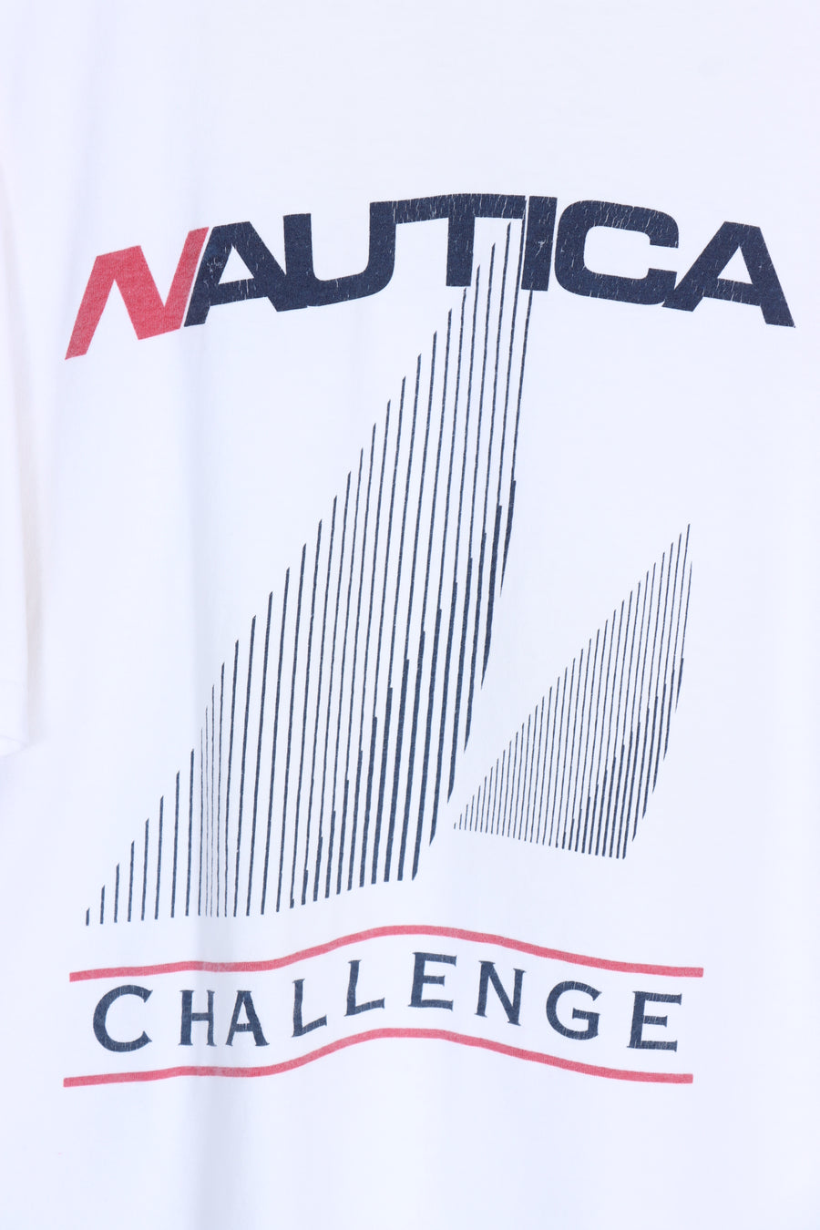 NAUTICA 'Challenge' Front & Back Spell Out Tee USA Made (L-XL)