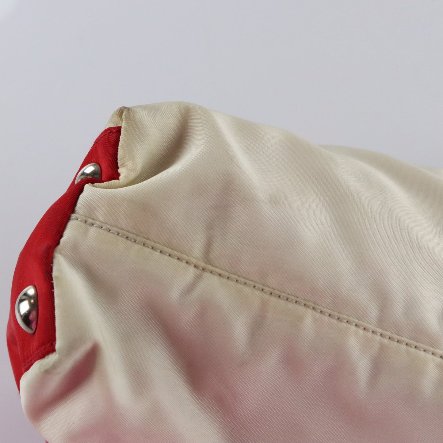 PRADA Italian Made Red & White Two-Way Nylon Bag Vintage Sole Melbourne