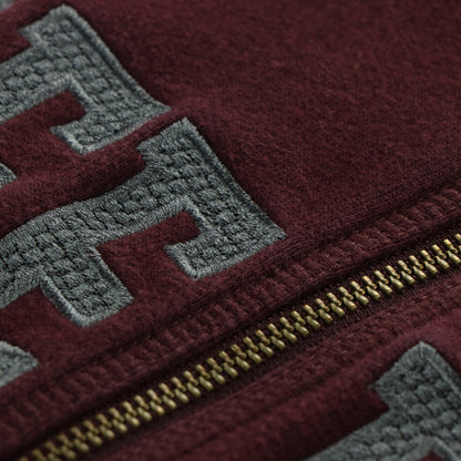 REEBOK Embroidered Spell Out Logo Maroon & Grey Zip Up Jacket (L)