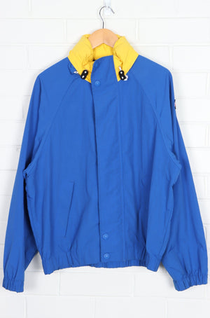 TOMMY HILFIGER Yellow & Blue Windbreaker Jacket with Retractable Hood (M)