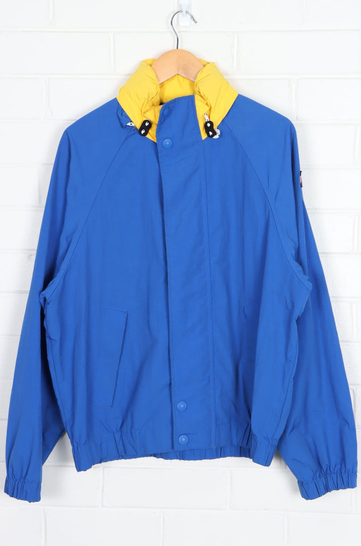 TOMMY HILFIGER Yellow & Blue Windbreaker Jacket with Retractable Hood (M)