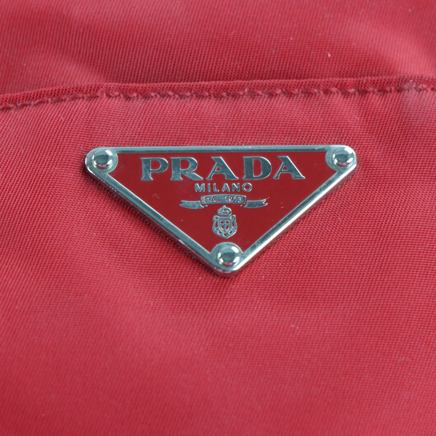 PRADA Italian Made Red & White Two-Way Nylon Bag Vintage Sole Melbourne