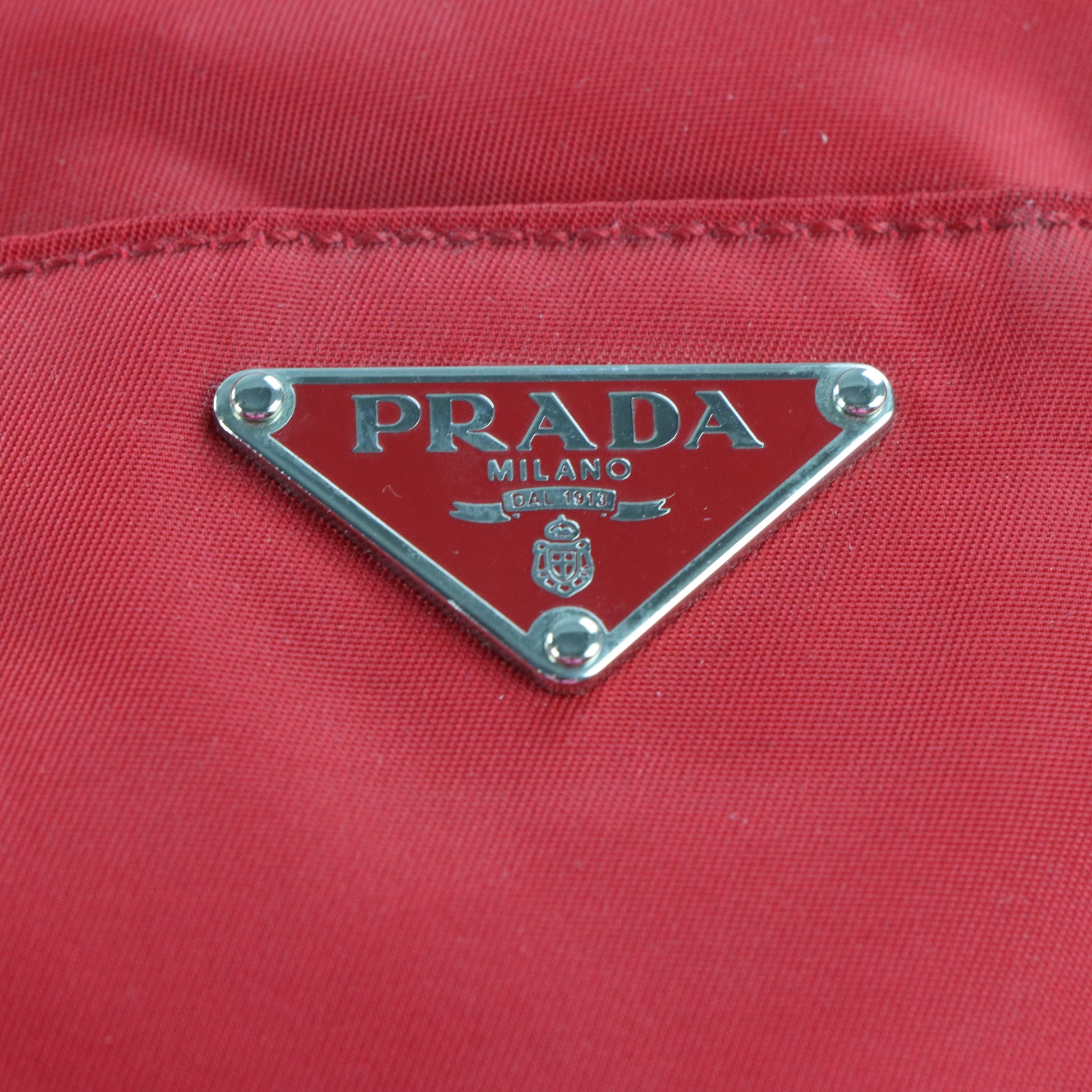 PRADA Italian Made Red & White Two-Way Nylon Bag Vintage Sole Melbourne
