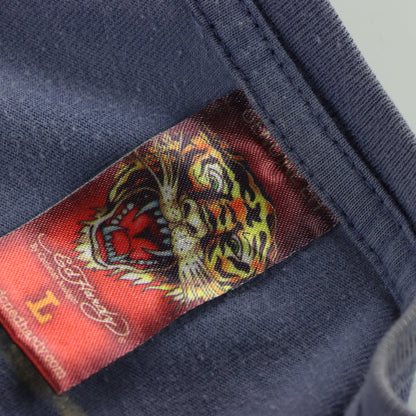 ED HARDY X CHRISTIAN AUDIGIER Y2K Embellished Snake USA Made Purple T-Shirt (L)