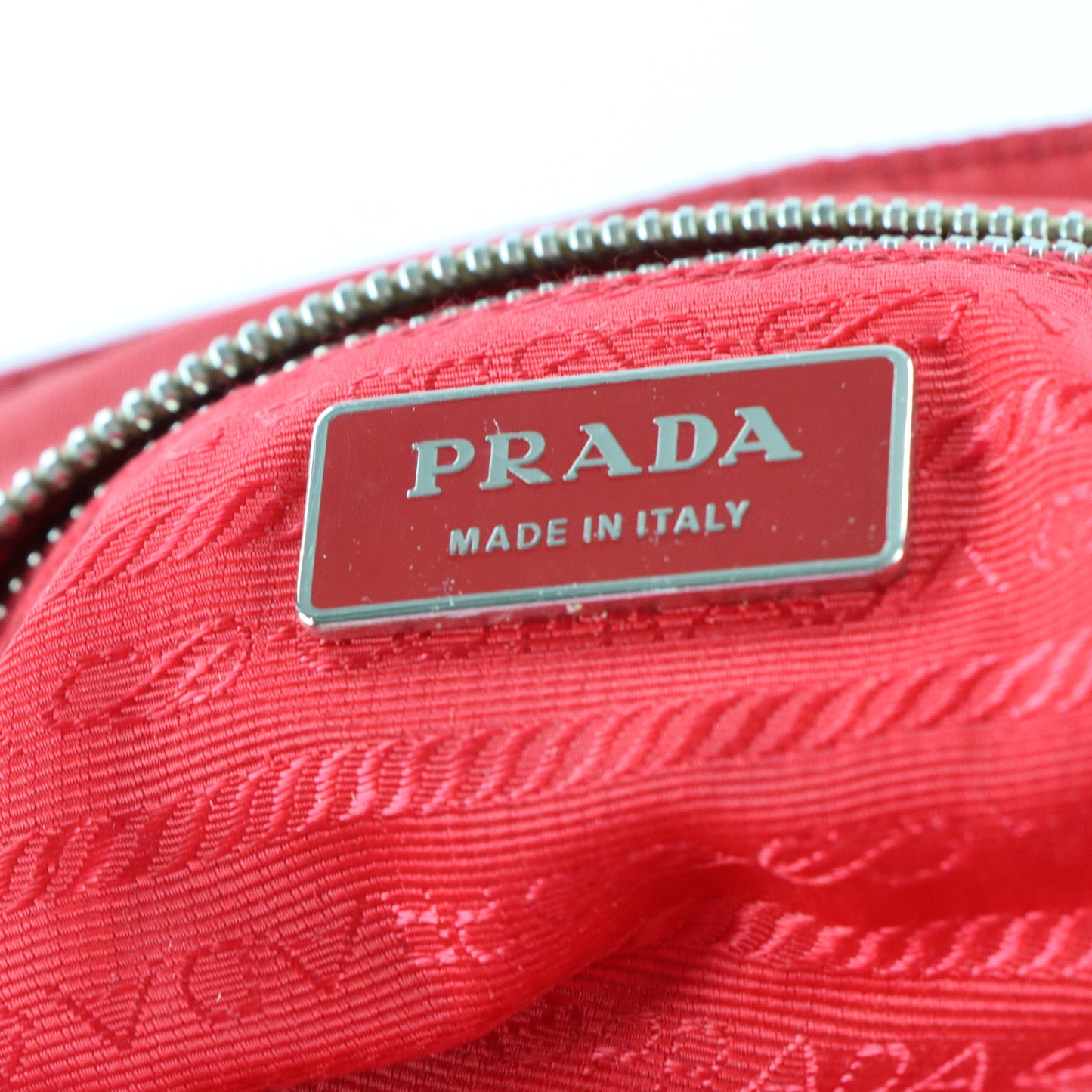 PRADA Italian Made Red & White Two-Way Nylon Bag Vintage Sole Melbourne