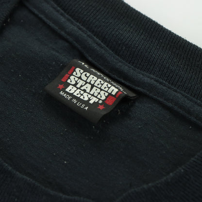 Vintage BUDWEISER 'Want To Drink Your Bud' Pun USA Made 50/50 Black Tee (XL)