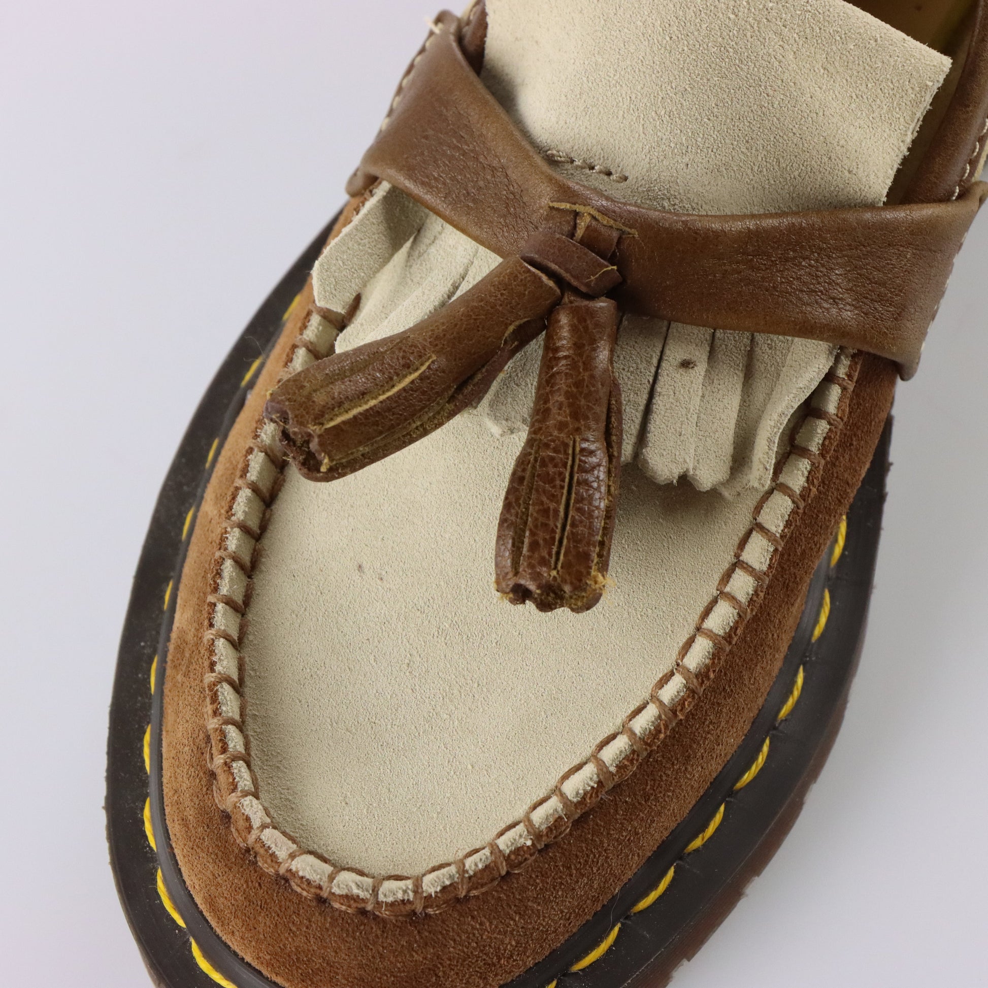 Vintage DR MARTENS Adrian Made In England Suede Tassle Loafers 'Dark Brown' Shoes *Aubs Vintage Sole Melbourne