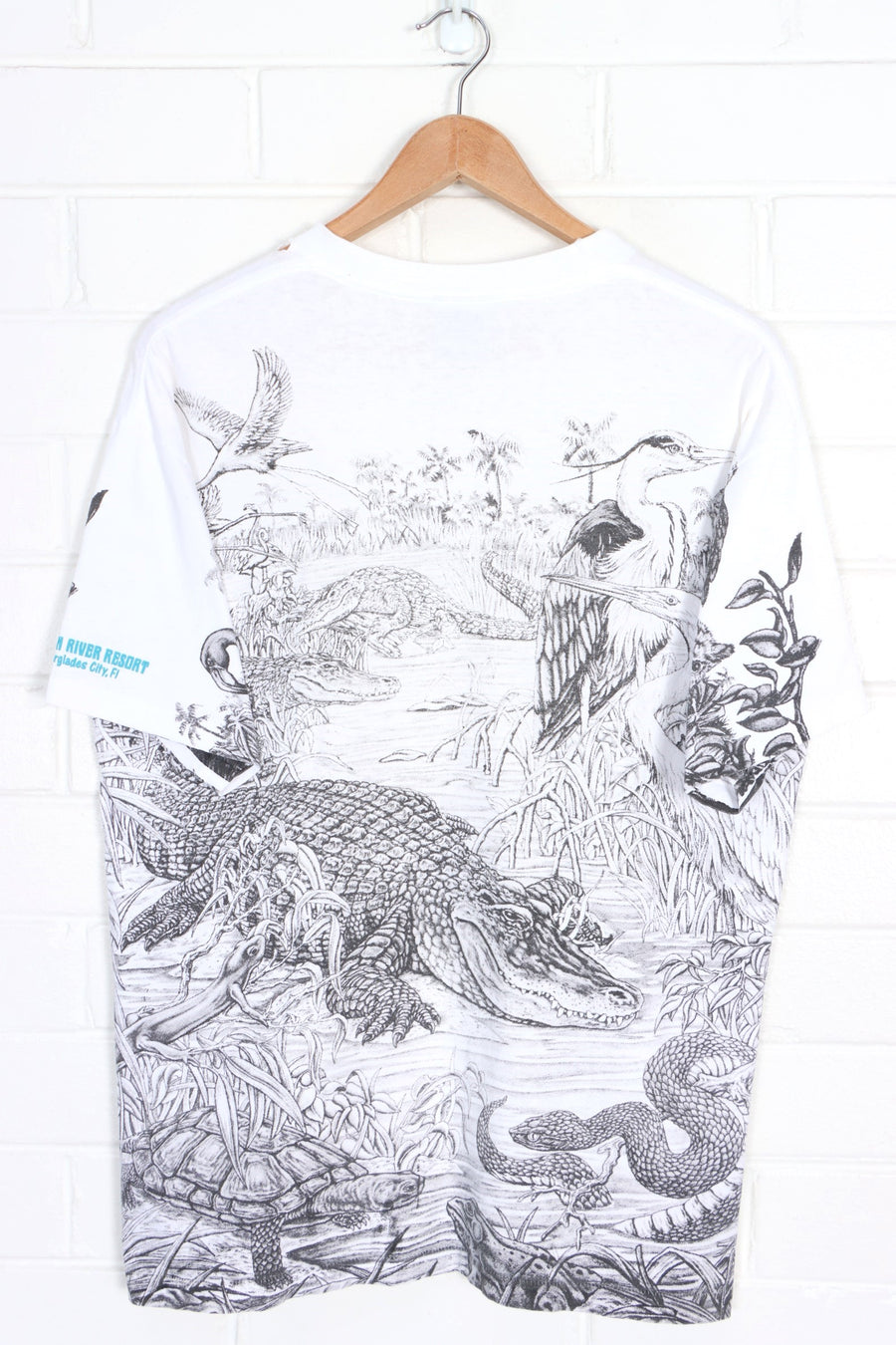 Florida 90s Alligator Swamp All Over Single Stitch T-Shirt USA Made (M-L)