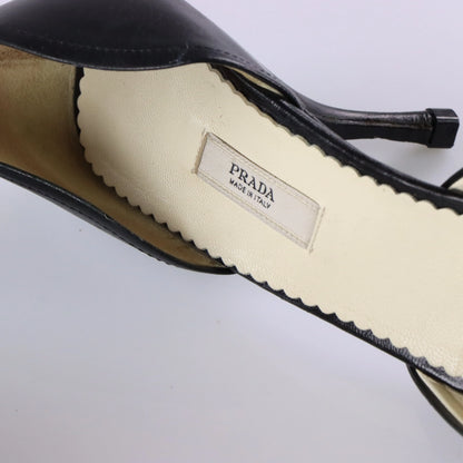 Vintage PRADA Italy Made Buckle Pointed Toe Black Heels (39) *Aubs Vintage Sole Melbourne
