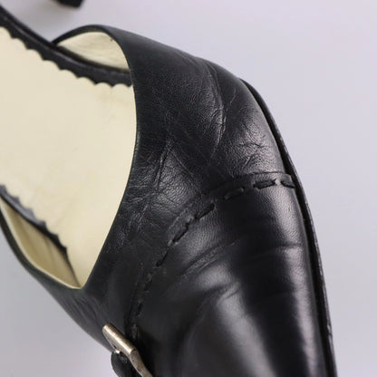 Vintage PRADA Italy Made Buckle Pointed Toe Black Heels (39) *Aubs Vintage Sole Melbourne