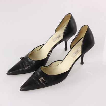 Vintage PRADA Italy Made Buckle Pointed Toe Black Heels (39) *Aubs Vintage Sole Melbourne