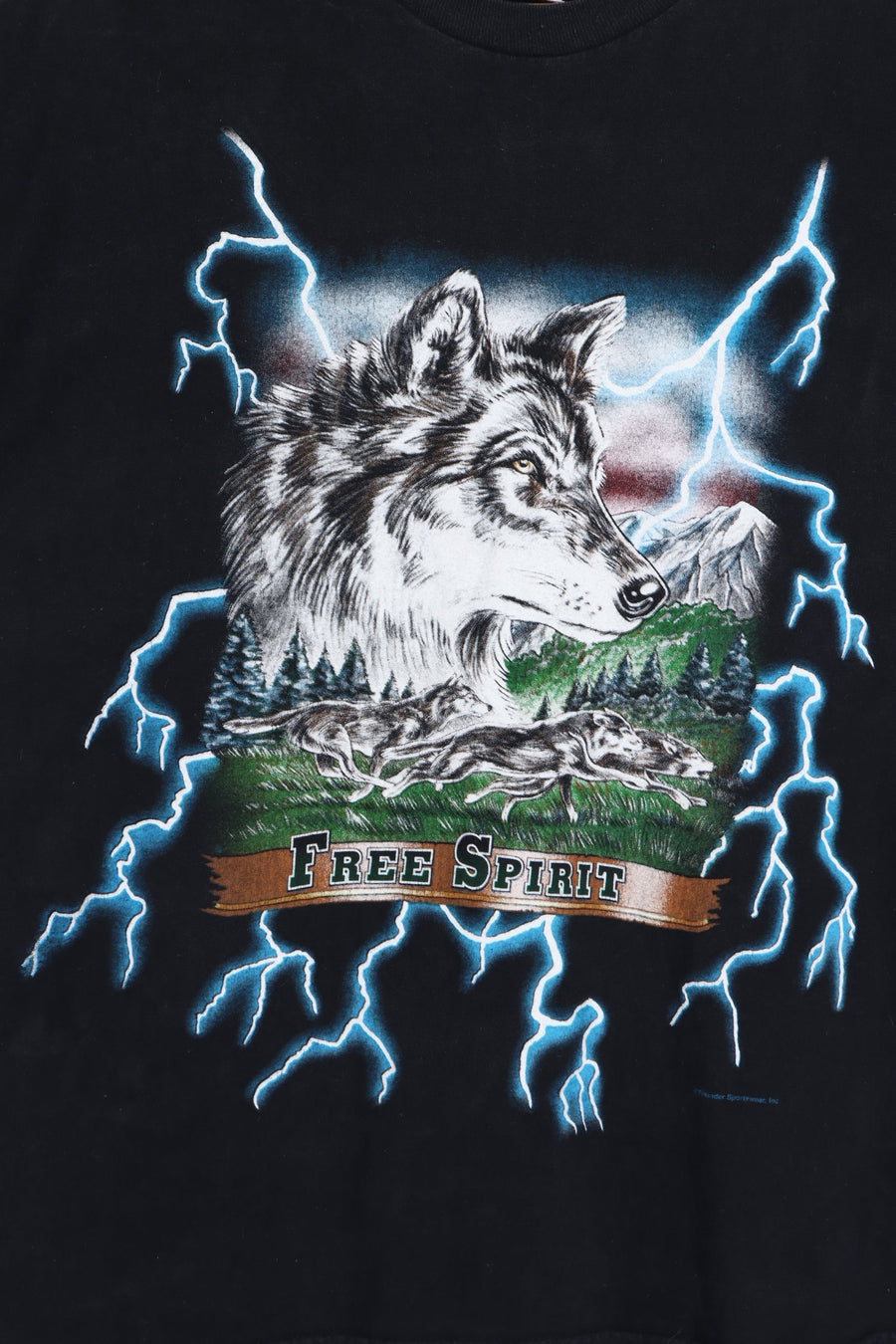 USA THUNDER "Free Spirit" Wolves Front Back T-Shirt (L)