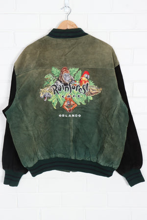 Rainforest Cafe Orlando Green & Black Leather Jacket (XXL-XXXL)