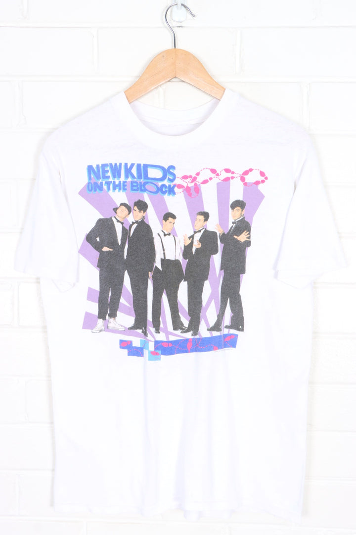 Vintage New Kids On The Black 1989 Puff Print Front Back T-Shirt (S-M)