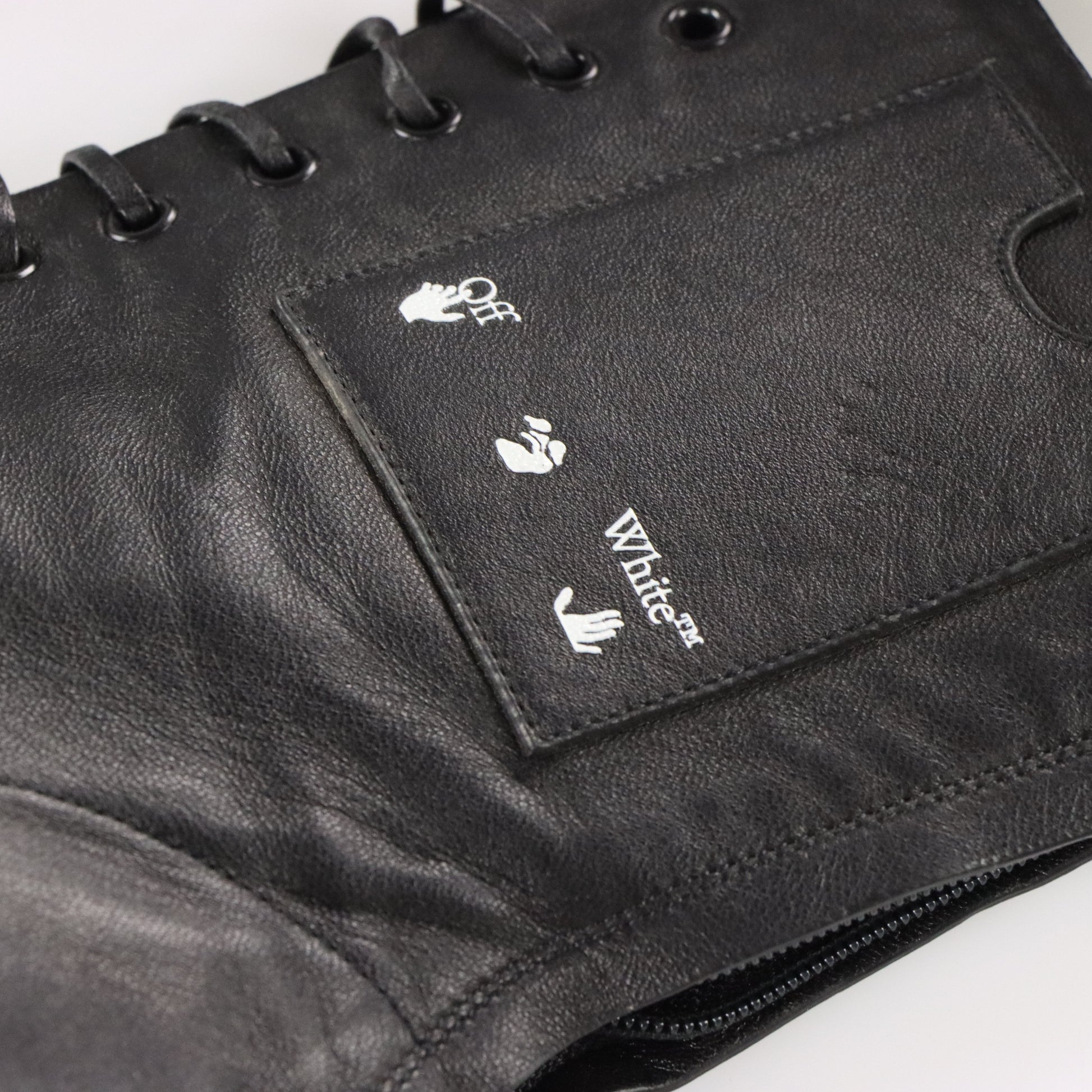 Vintage OFF-WHITE Leather Lace-Up Card Holder Black Heeled Boots (38) *Aubs Vintage Sole Melbourne