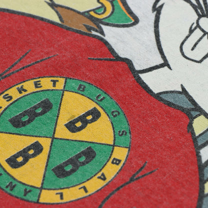 1993 LOONEY TUNES Cartoon Basketball Single Stitch Double Sided T-Shirt (XL)