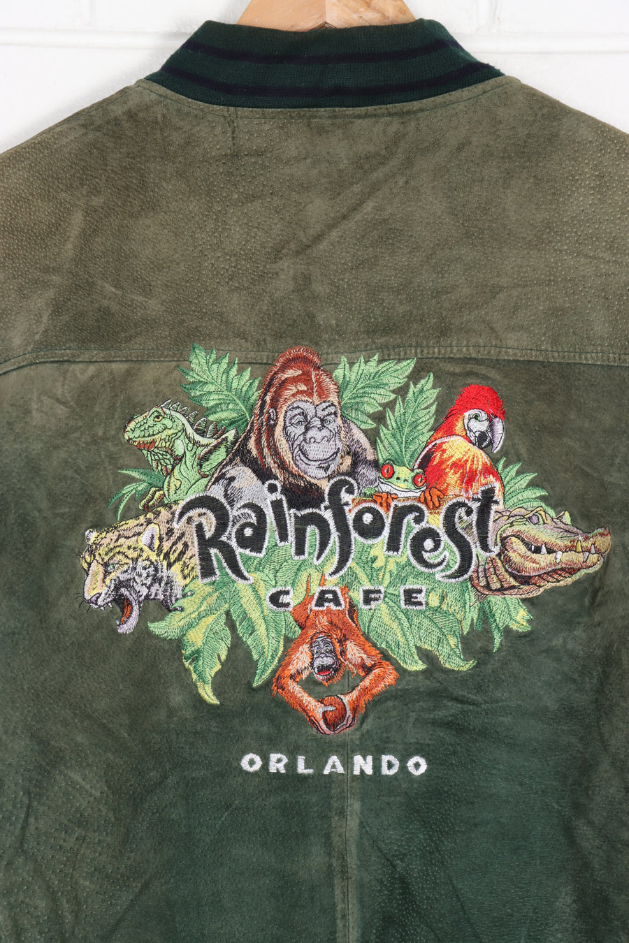Rainforest Cafe Orlando Green & Black Leather Jacket (XXL-XXXL)