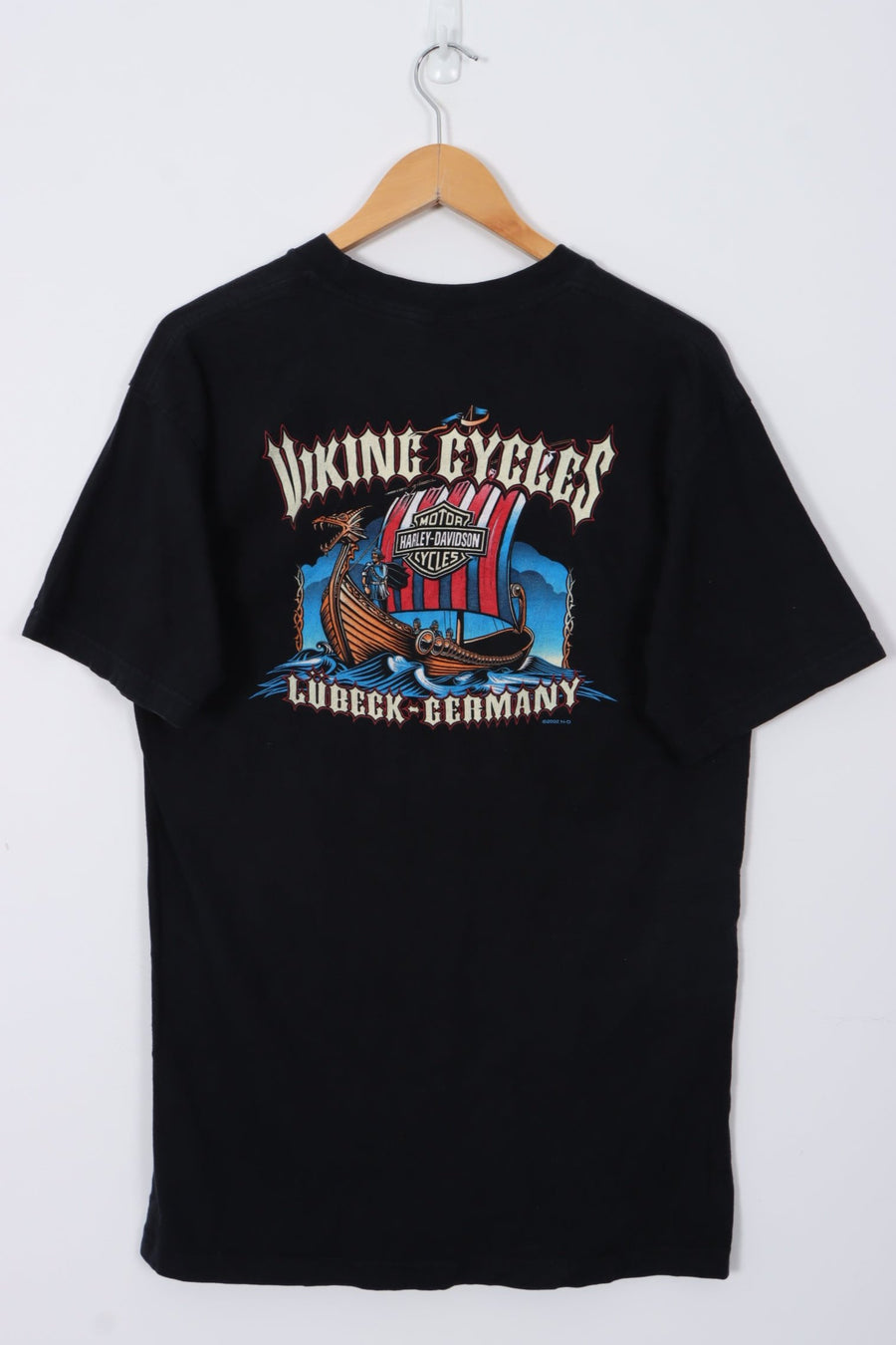 HARLEY DAVIDSON 2002 Viking Cycles Ship Graphic Lubeck Germany Tee (M-L)