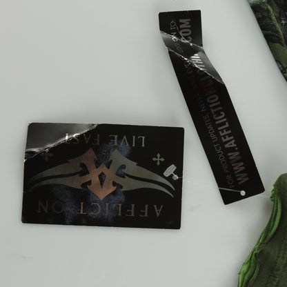 AFFLICTION Y2K Deadstock Distressed Rose Skull Green Gradient T-Shirt (XL)