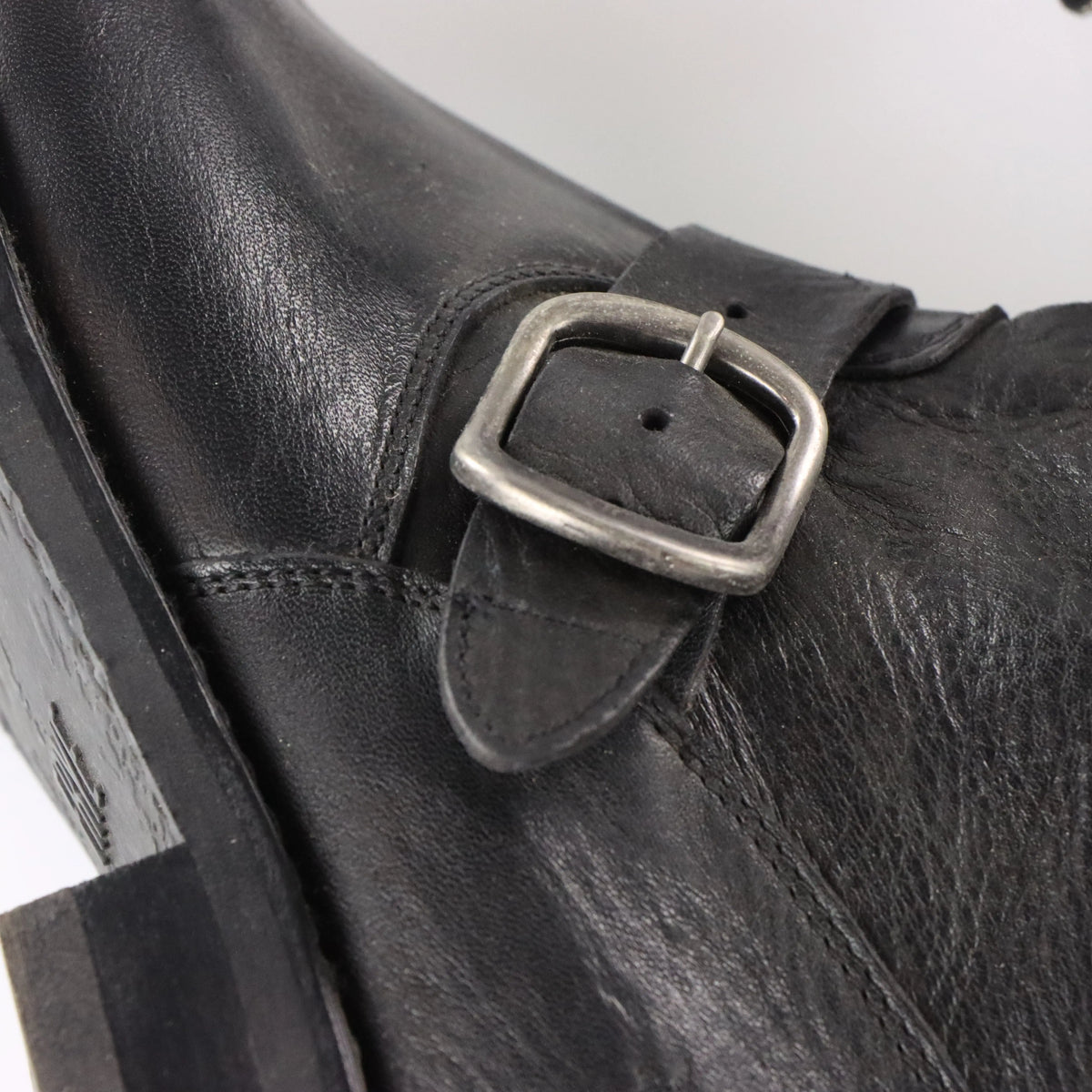 Vintage FRYE Veronica Short Buckle Biker Black & Silver Boots (Women's 6 )*Aubs Vintage Sole Melbourne
