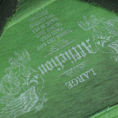 AFFLICTION Y2K Deadstock Distressed Rose Skull Green Gradient T-Shirt (XL)