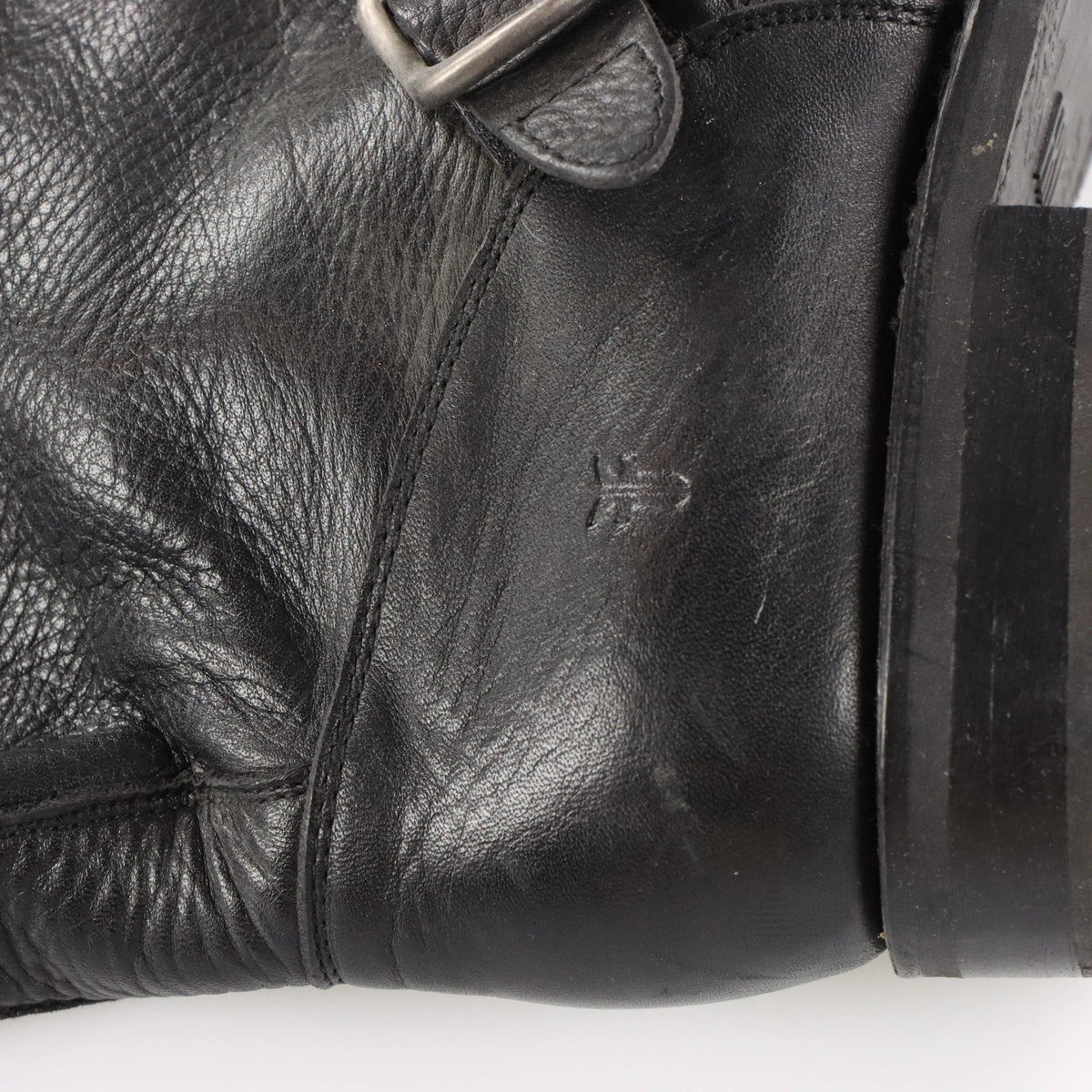 Vintage FRYE Veronica Short Buckle Biker Black & Silver Boots (Women's 6 )*Aubs Vintage Sole Melbourne