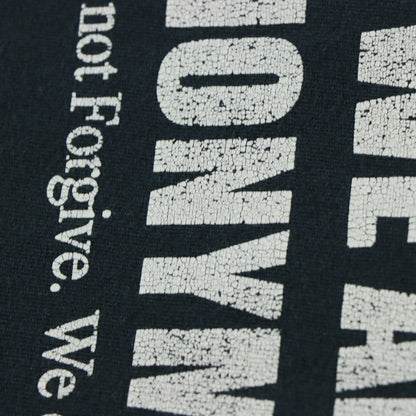 ANONYMOUS Y2K 'We Do Not Forgive' Hacker Vendetta Black & White T Shirt (L)