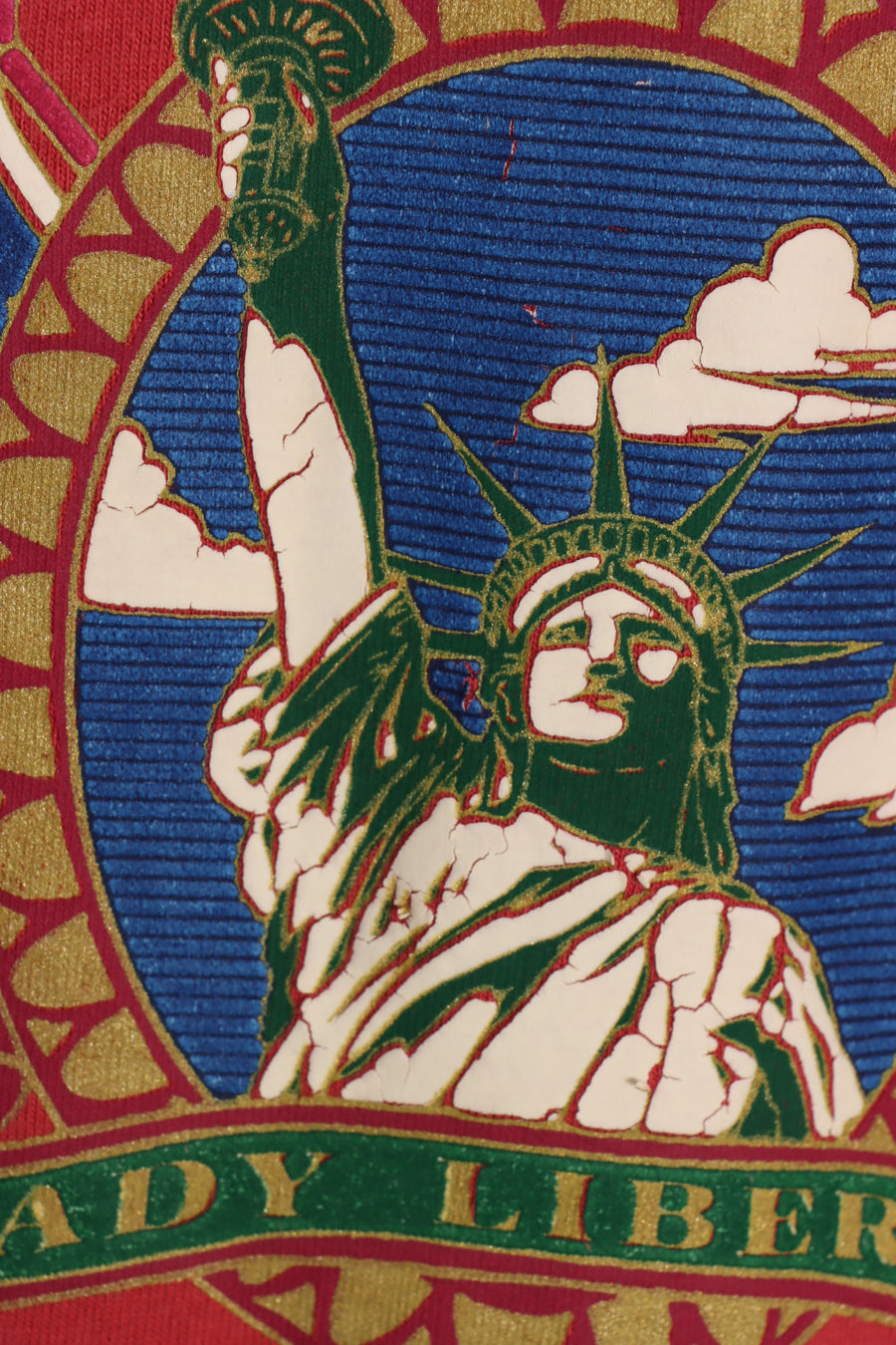 New York Lady Liberty Statue Patriotic Puff Print Tee (XXL)