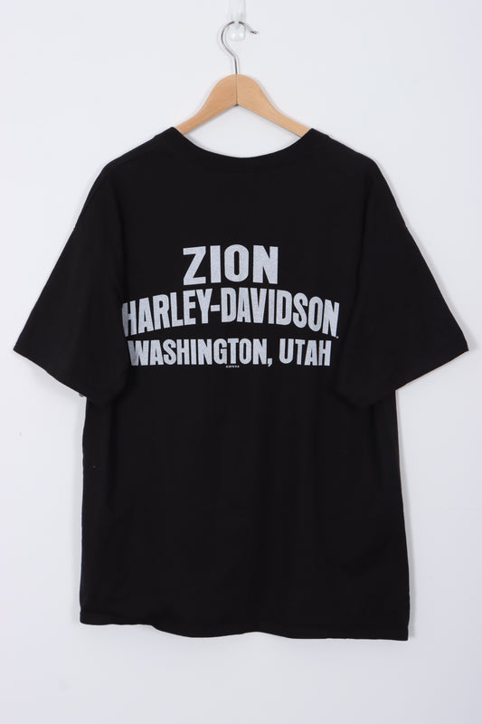HARLEY DAVIDSON Aviator Eagle Washington Utah Black Tee (XL)