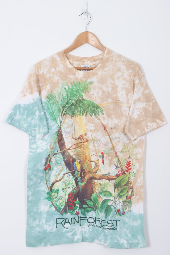 1991 LIQUID BLUE 'Rainforest Reserve Paradise' USA Made Animal Tee (M-L)