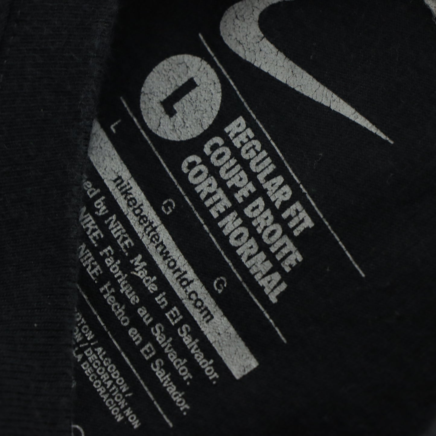 NIKE 'Standard Fit' Embroidered Swoosh Logo Black & White T-Shirt (L)