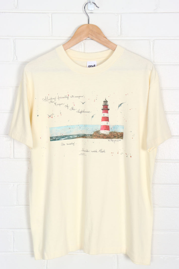1990 Vintage Lighthouse 'The Keeper of the Lighthouse' Single Stitch Tee (L)