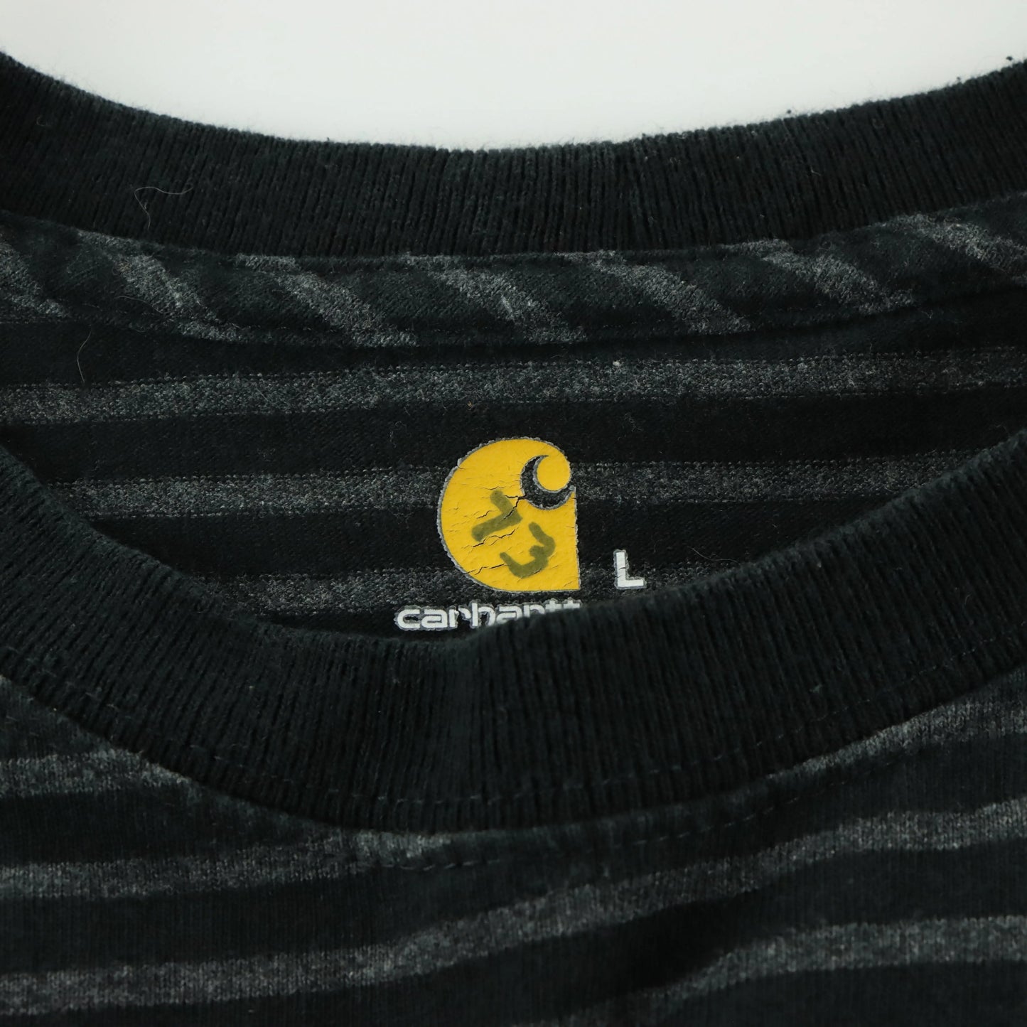 CARHARTT Black & Grey Striped Original Fit Pocket Tee (L-XL) ***COCO Vintage Sole Melbourne