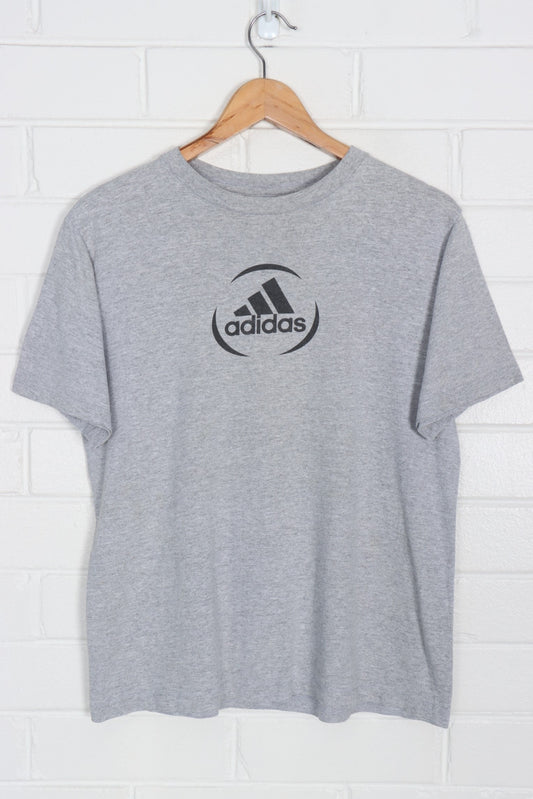 ADIDAS Grey & Black Logo USA Made T-Shirt (S-M)