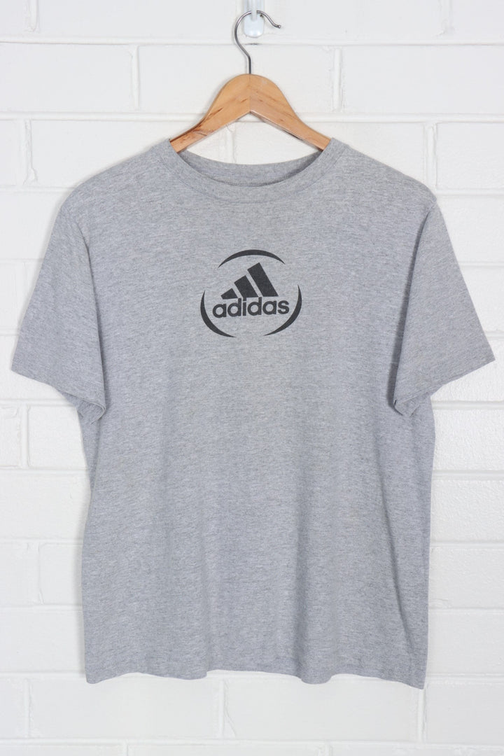 ADIDAS Grey & Black Logo USA Made T-Shirt (S-M)