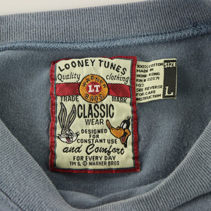 LOONEY TUNES Marine Corps Embroidered Bugs Bunny Light Blue T-Shirt (L)