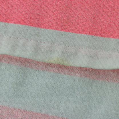 QUIKSILVER Neon Pink & White Striped High Low T-Shirt USA Made (XL)