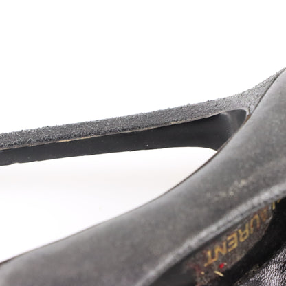 Vintage SAINT LAURENT Black & Silver Cap Toe Platform Pump Heels (37) *Aubs Vintage Sole Melbourne