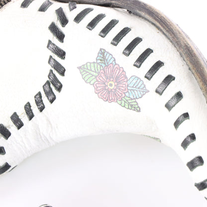Vintage DOUBLE D RANCH By Gringo Stud & Floral White Western Boots (10B) *Aubs Vintage Sole Melbourne