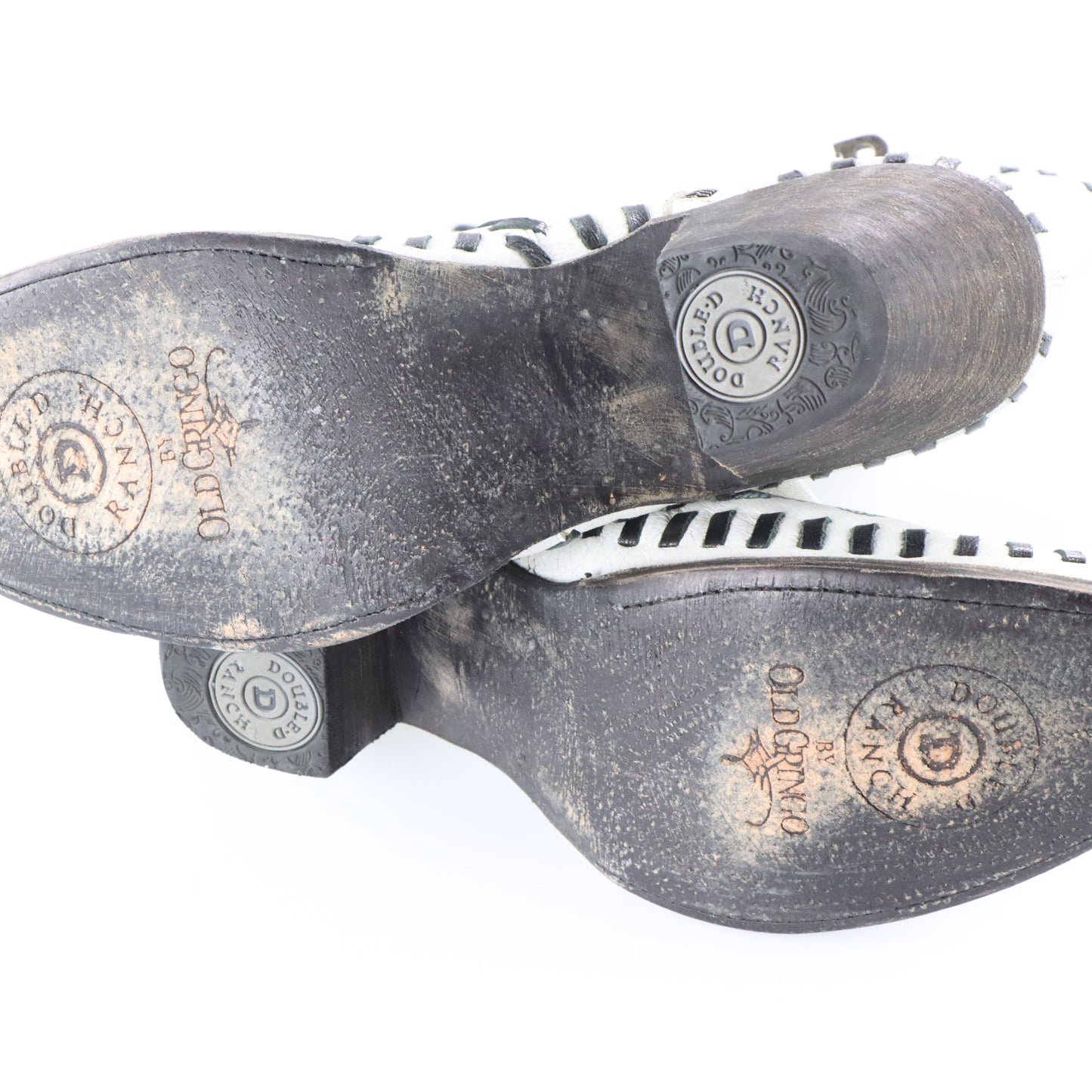Vintage DOUBLE D RANCH By Gringo Stud & Floral White Western Boots (10B) *Aubs Vintage Sole Melbourne