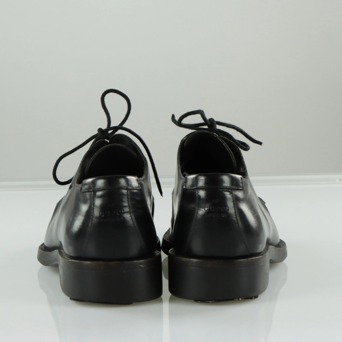 GUCCI Black Leather Oxford Derby Lace Up Dress Shoes (8.5) *ruby Vintage Sole Melbourne